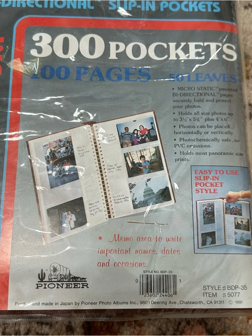 Vintage Pioneer bi-directional slip in 400 pockets photo album NEW